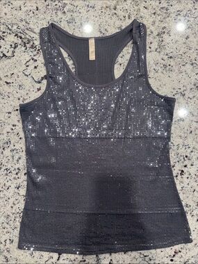 BKE Black Sequined Racerback Tank